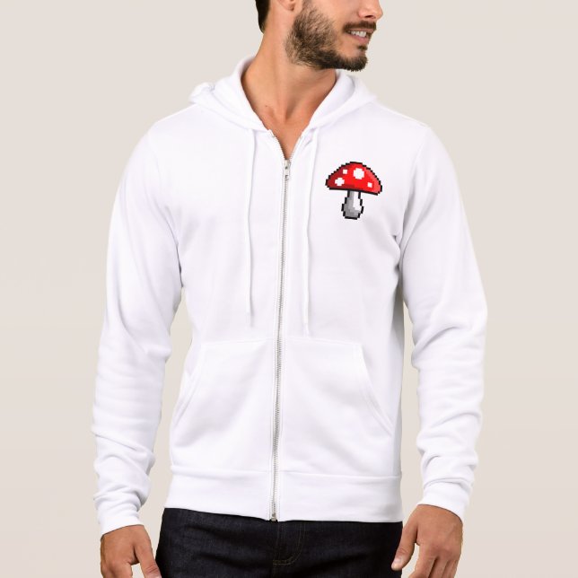 Pixel Mushroom Zip Hoodie (Front)