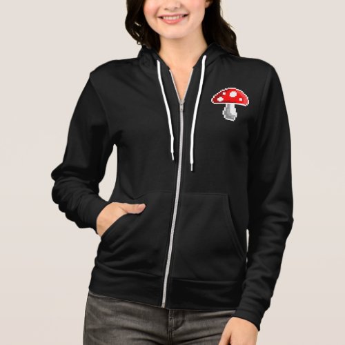 Pixel Mushroom Zip Hoodie Dark