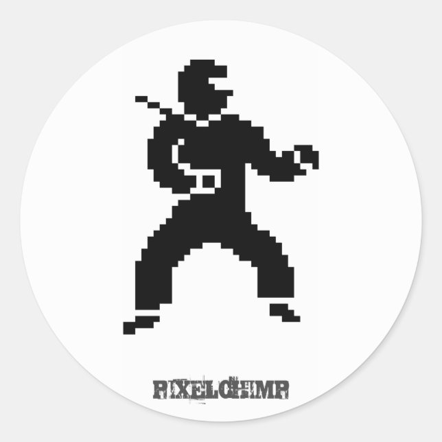 Pixel Ninja Side Classic Round Sticker (Front)