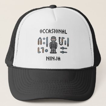 Pixel Occasional Ninja Trucker Hat by LVMENES at Zazzle
