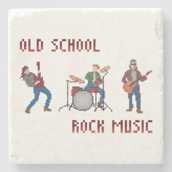 Pixel Old School Rock Music Stone Coaster by LVMENES at Zazzle