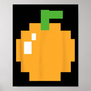 Pixel Orange 80s Retro Arcade Video Game Halloween Poster