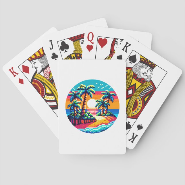 Pixel Palms: Tropical Serenity Poker Cards (Back)