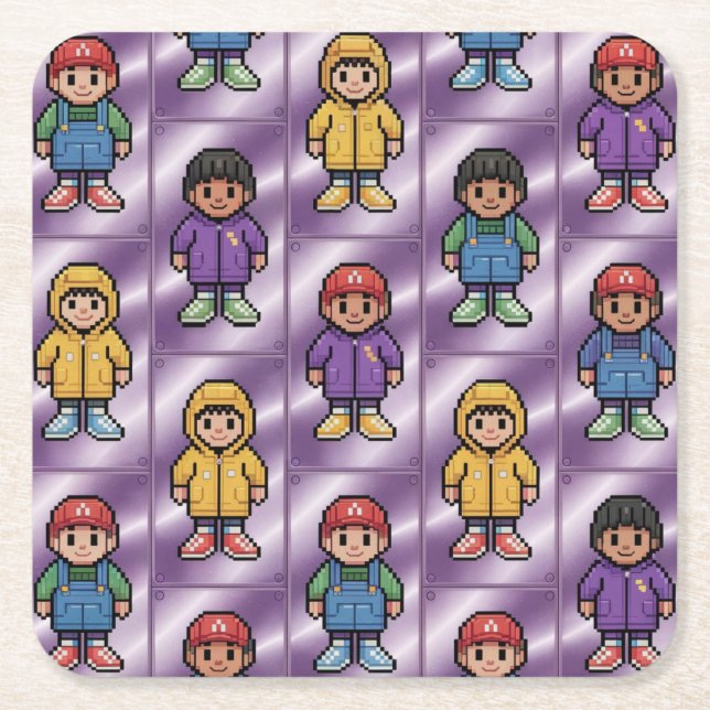 Pixel Pals Kids Coaster Set (Front)