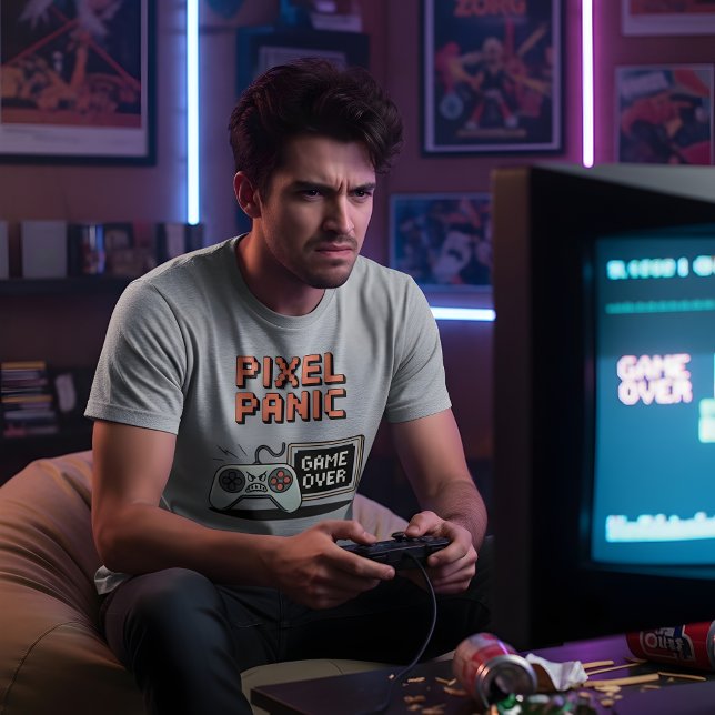 Pixel Panic – Retro Gamer Rage Design T-Shirt (Creator Uploaded)