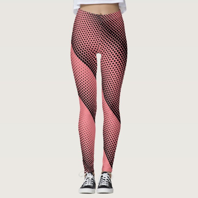 Pixel Pattern 08.B.w Pink BG Leggings (Front)