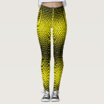 Pixel Pattern 09.B.w. BYellow BG Leggings<br><div class="desc">Pixel Pattern 09.B.w This image is a black and white abstract pattern made up of a repeating series of black circles. They form a grid-like structure which creates the illusion of depth. The circles are arranged in a way that makes them appear to be moving inwards and outwards, creating a...</div>