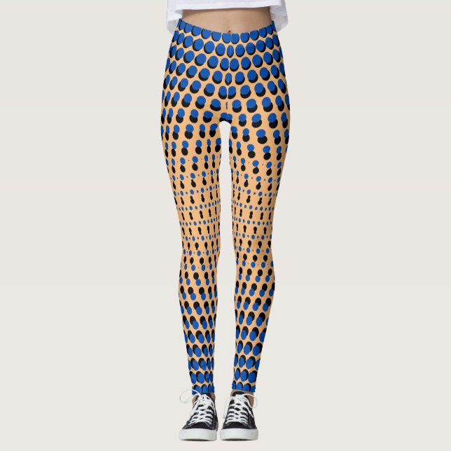 Pixel Pattern 09.BBLK.w Orange BG Leggings (Front)