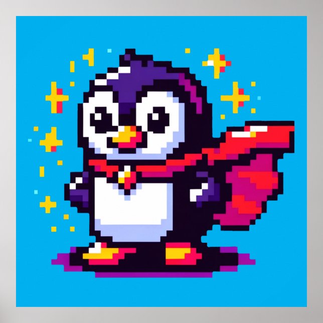 Pixel Penguin Hero: Retro Adventure Poster (Front)