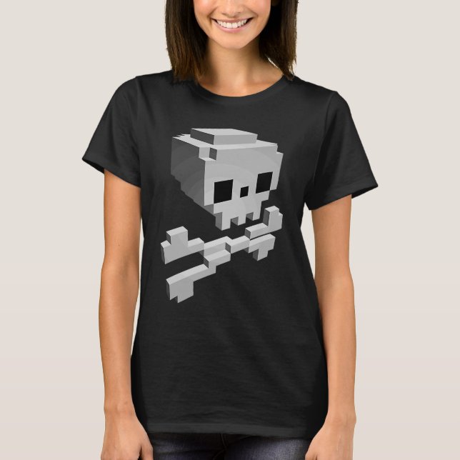 Pixel Pirate  Skull & Crossbones  Jolly Roger T-Shirt (Front)