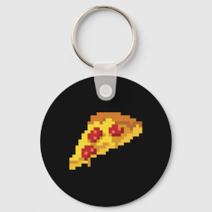Pixel Pizza 80s Video Game Retro 8-bit Halloween C Keychain