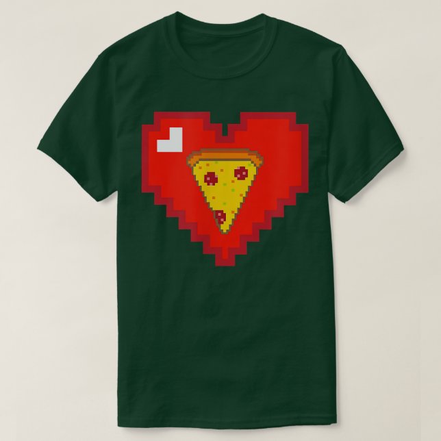Pixel Pizza Heart 80s Video Game Love 13282855 T-Shirt (Design Front)
