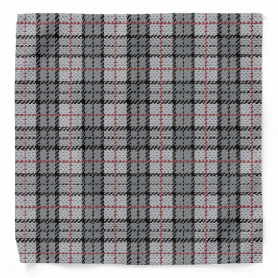Pixel Plaid in Grey with Red Stripe Bandana