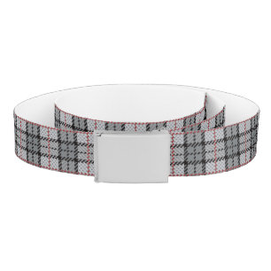 Pixel Plaid in Grey with Red Stripe Belt