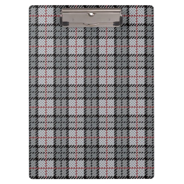 Pixel Plaid in Grey with Red Stripe Clipboard (Front)