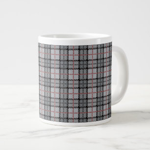 Pixel Plaid in Grey with Red Stripe Giant Coffee Mug