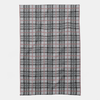 Pixel Plaid in Grey with Red Stripe Kitchen Towel