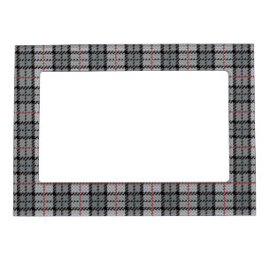 Pixel Plaid in Grey with Red Stripe Magnetic Picture Frame