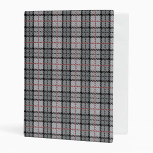 Pixel Plaid in Grey with Red Stripe Mini Binder