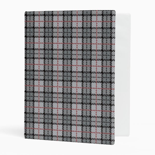 Pixel Plaid in Grey with Red Stripe Mini Binder (Front/Inside)