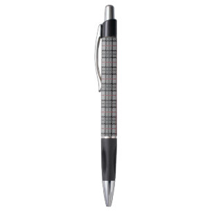 Pixel Plaid in Grey with Red Stripe Pen