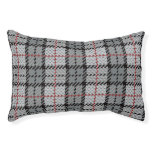 Pixel Plaid in Grey with Red Stripe Pet Bed