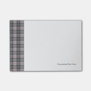 Pixel Plaid in Grey with Red Stripe Post-it Notes