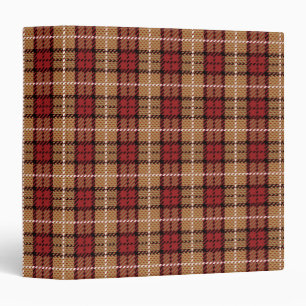 Pixel Plaid in Red and Gold 3 Ring Binder