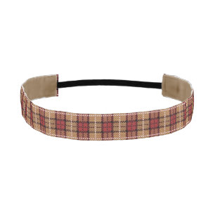 Pixel Plaid in Red and Gold Athletic Headband