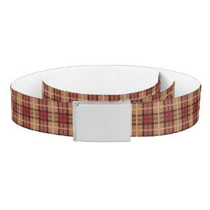 Pixel Plaid in Red and Gold Belt