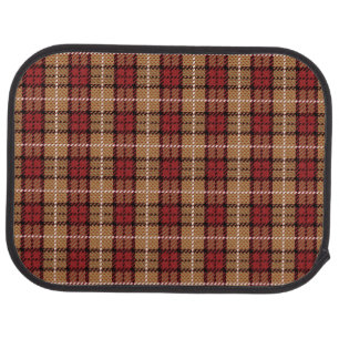 Pixel Plaid in Red and Gold Car Floor Mat