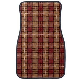 Pixel Plaid in Red and Gold Car Mat