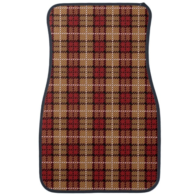 Pixel Plaid in Red and Gold Car Mat (Front)
