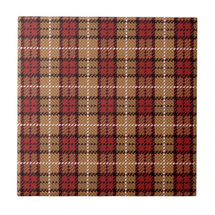 Pixel Plaid in Red and Gold Ceramic Tile