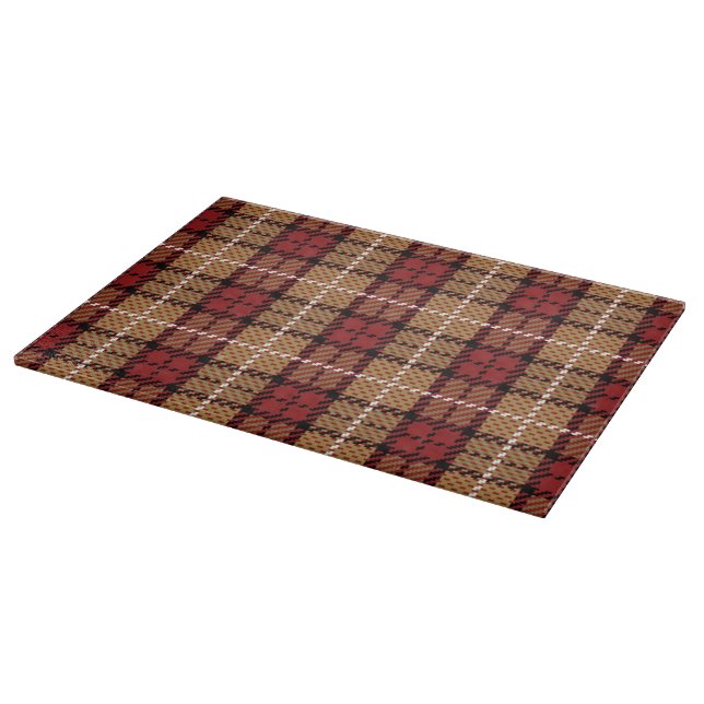 Pixel Plaid in Red and Gold Cutting Board (Corner)