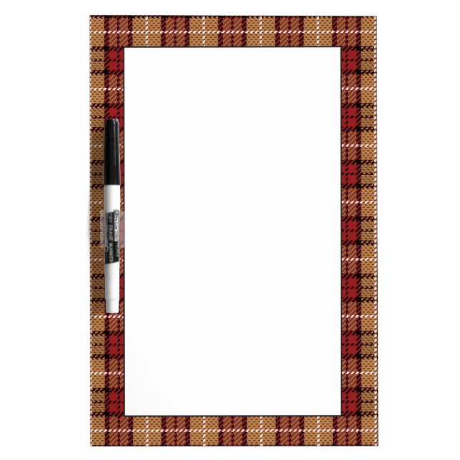 Pixel Plaid in Red and Gold Dry-Erase Board (Front)