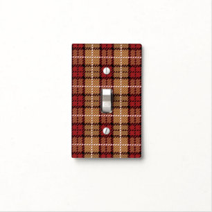Pixel Plaid in Red and Gold Light Switch Cover