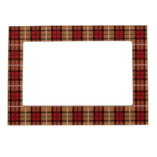 Pixel Plaid in Red and Gold Magnetic Frame