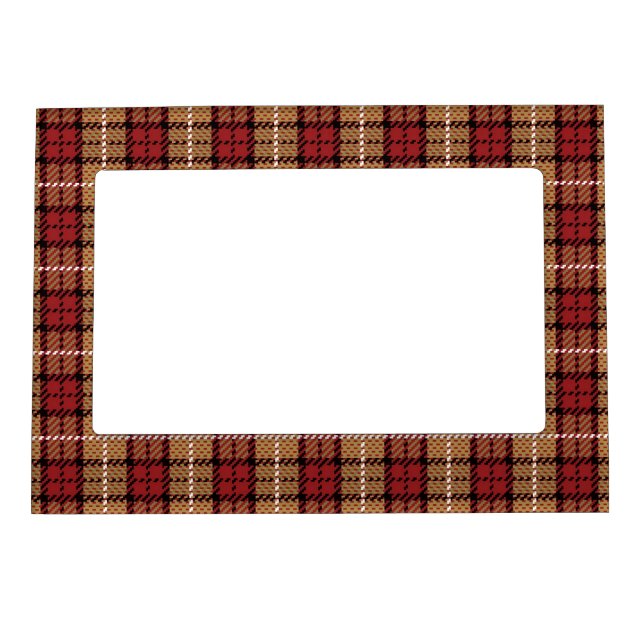 Pixel Plaid in Red and Gold Magnetic Frame (Front)