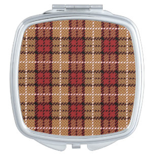 Pixel Plaid in Red and Gold Makeup Mirror