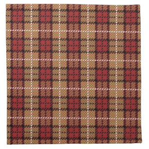 Pixel Plaid in Red and Gold Napkin