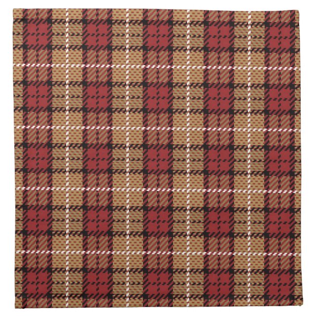 Pixel Plaid in Red and Gold Napkin (Front)
