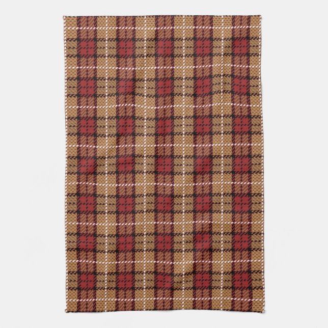 Pixel Plaid in Red and Gold Towel (Vertical)