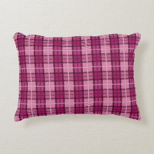 Pixel Plaid_Magenta-Black Accent Pillow