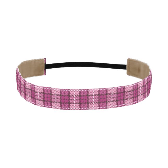 Pixel Plaid_Magenta-Black Athletic Headband (Front)