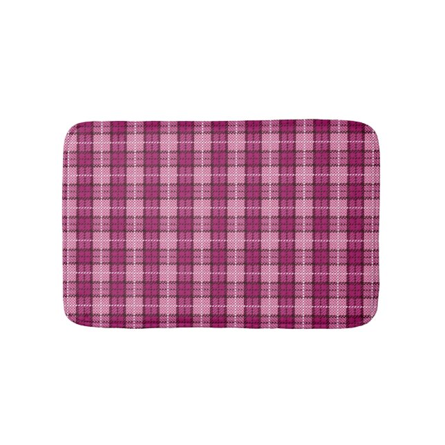 Pixel Plaid_Magenta-Black Bathroom Mat (Front)