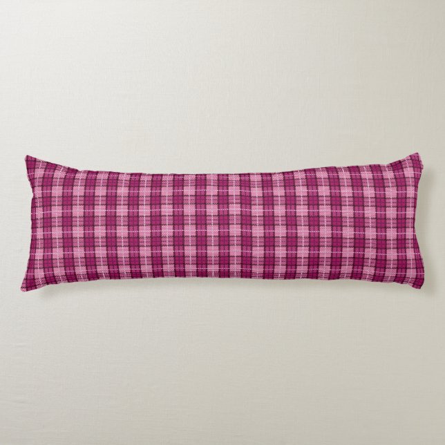 Pixel Plaid_Magenta-Black Body Pillow (Front)