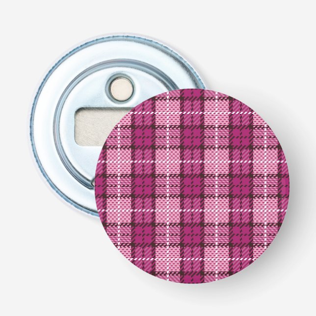 Pixel Plaid_Magenta-Black Bottle Opener (Front)