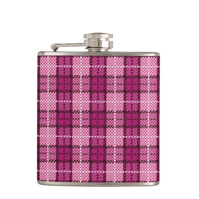 Pixel Plaid_Magenta-Black Flask (Front)