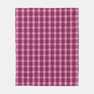 Pixel Plaid_Magenta-Black Fleece Blanket